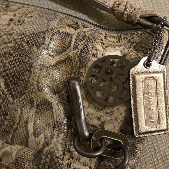 Coach Kristen Brown Tan‎ Embossed Python Leather Purse Hobo E1026 15361 - Picture 8 of 16